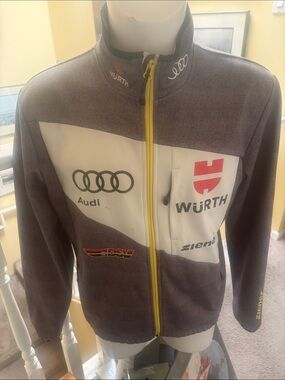 Ziener Audi Men's Gray and White Performance Softshell Jacket